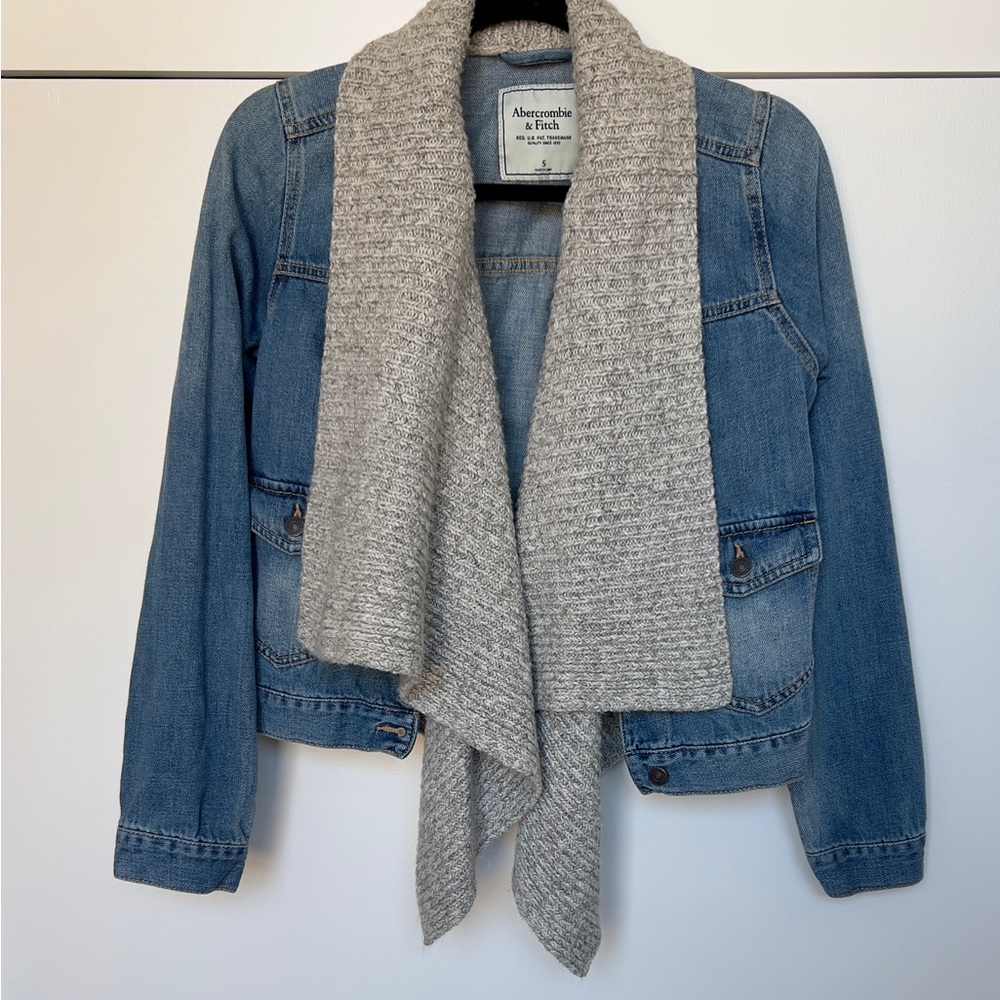 Abercrombie & Fitch Denim Jacket with Gray Scarf
